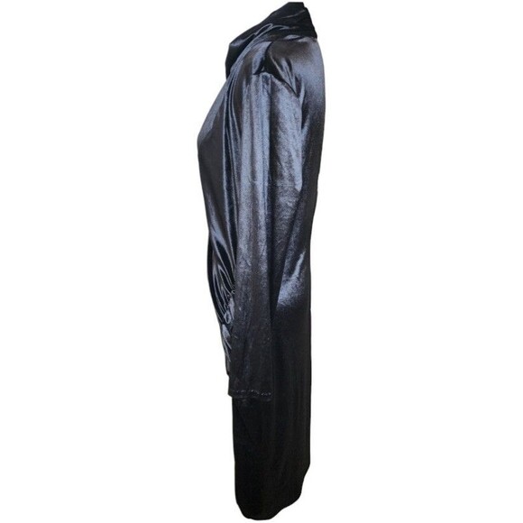Donna Karan New York Velvet Sheath Dress Ruched Waist Size 12 Black - Picture 7 of 11